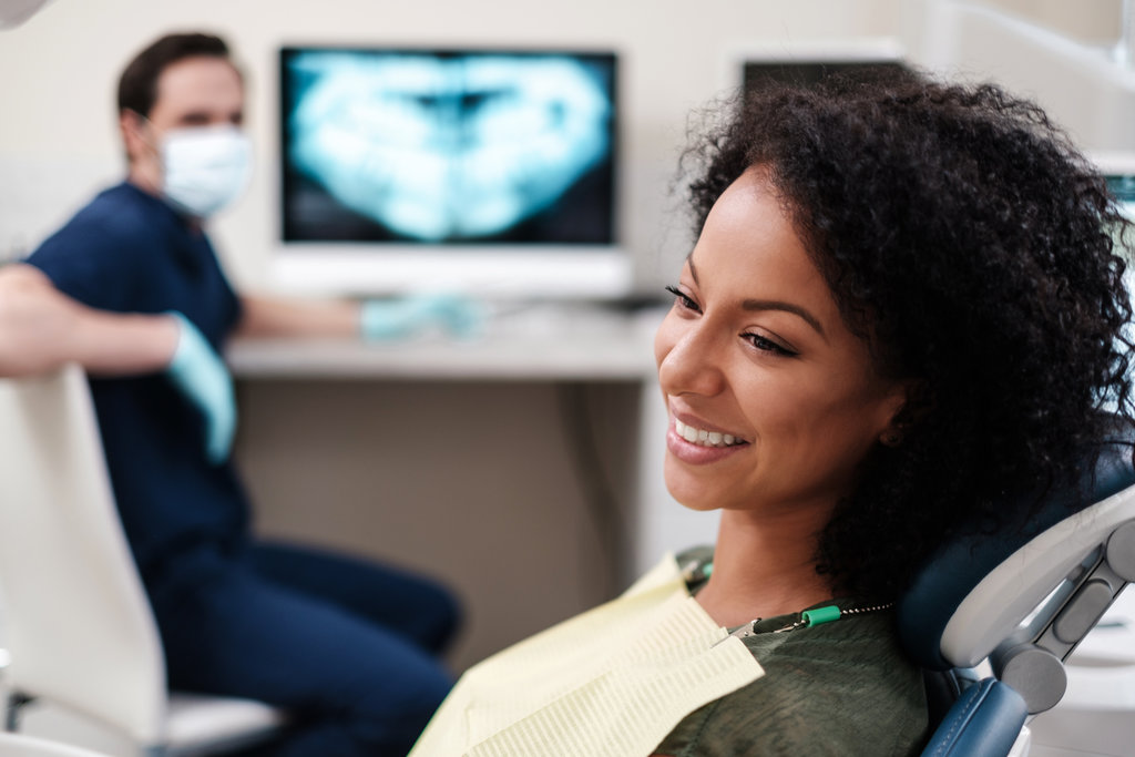 Woman patient at dentist's private practice.